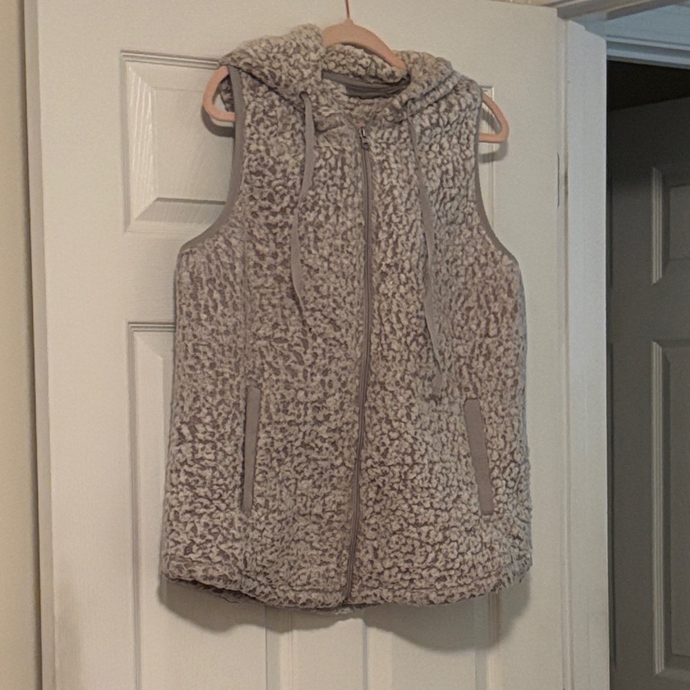 Jason Maxwell Textured grey Vest with hoodie size 1X